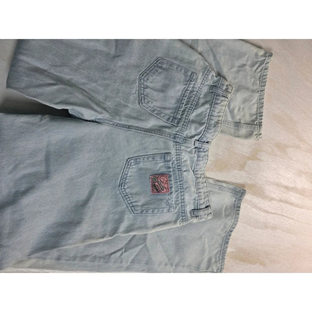 Justice x Bazooka Ring Pop Jeans‎ Girls 12 Light Wash Wide Leg Y2K Graphic Denim
